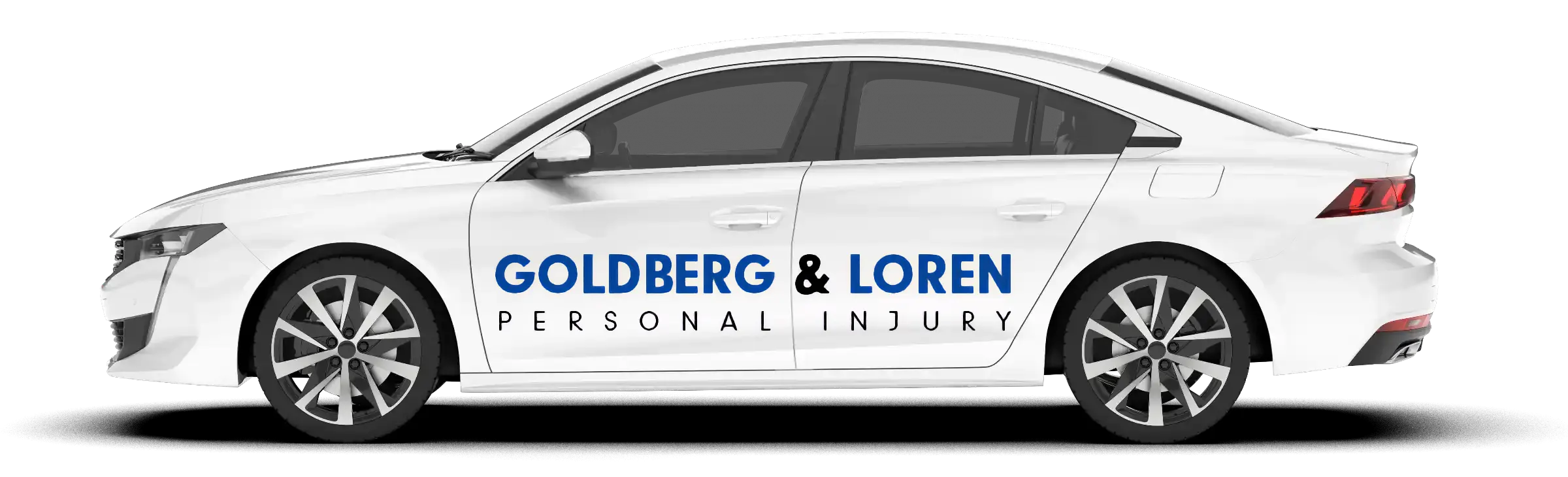 car in profile with Goldberg & Loren logo
